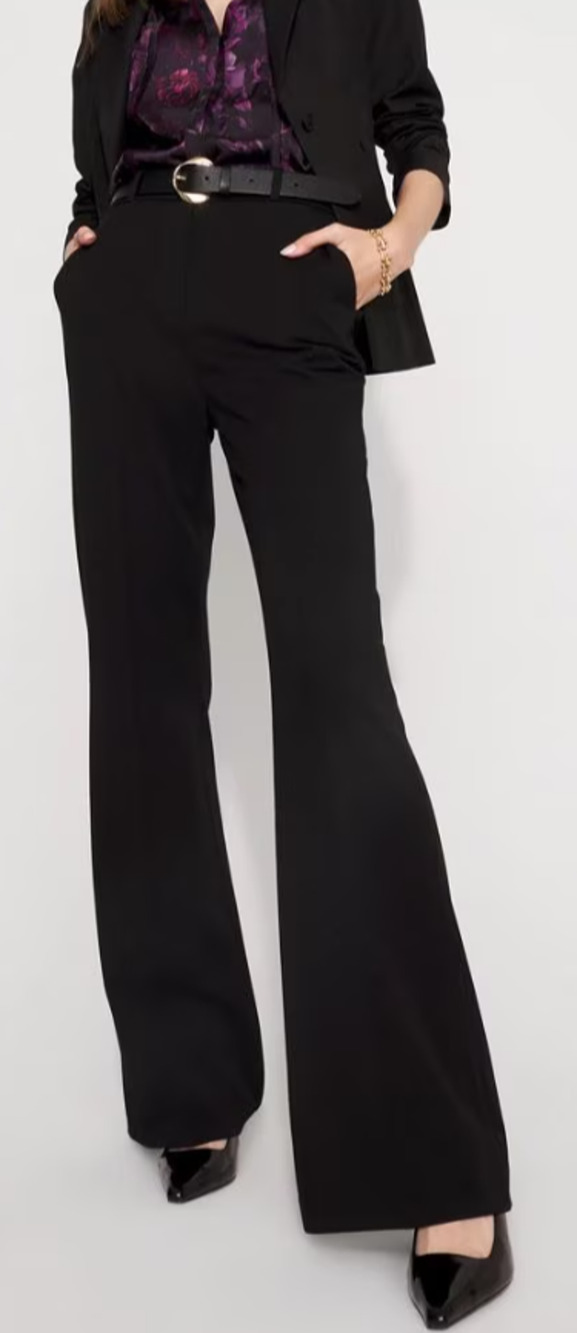 White House Black Market Black Flare Leg Slacks Size 8